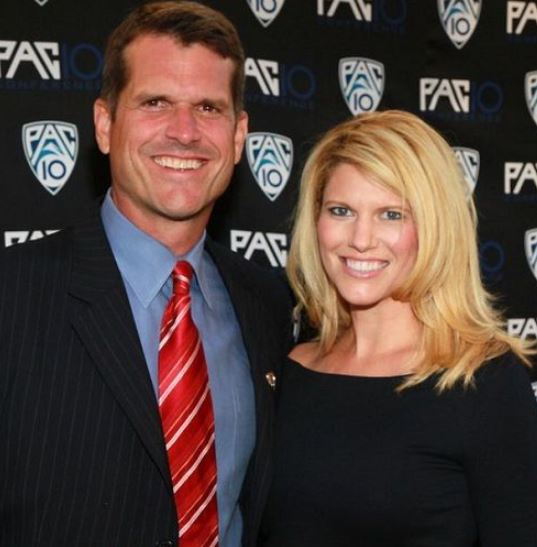 Sarah Feuerborn Harbaugh with her husband Jim Harbaugh